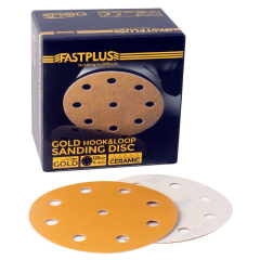 FASTPLUS Шлифовальные круги 125 мм, 8+1 отверстие, на липучке, серия B15 GOLD (оксид алюминия) 