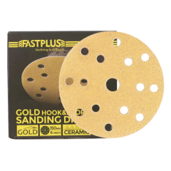 FASTPLUS Шлифовальные круги 150 мм, 15 отверстий, на липучке, серия B15 GOLD (оксид алюминия) 
