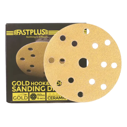 FASTPLUS Шлифовальные круги 150 мм, 15 отверстий, на липучке, серия B15 GOLD (оксид алюминия) 