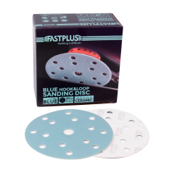 FASTPLUS Шлифовальные круги 150 мм, 15 отверстий, на липучке, серия B65 BLUE (керамика+оксид алюминия)