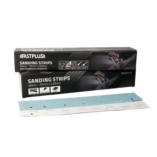 FASTPLUS Шлифовальные полоски на липучке  70х420мм, серия B65 BLUE (керамика+оксид алюминия)